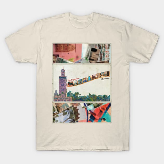 Greetings from Marrakesh in Morocco Vintage style retro souvenir T-Shirt by DesignerPropo